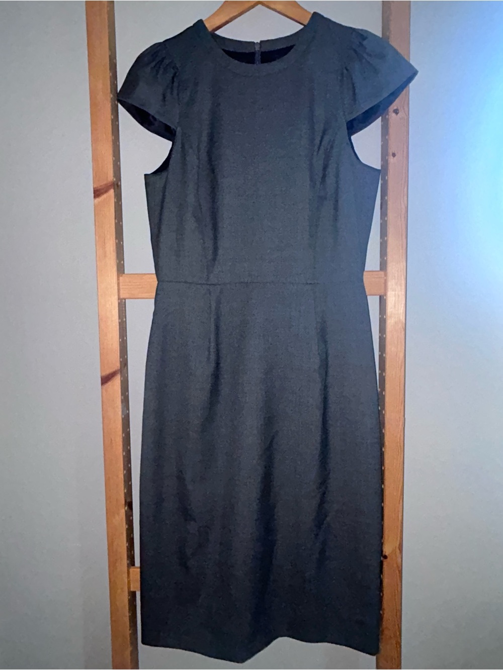 J. Crew Black Midi Sheath Dress with Cap Sleeves